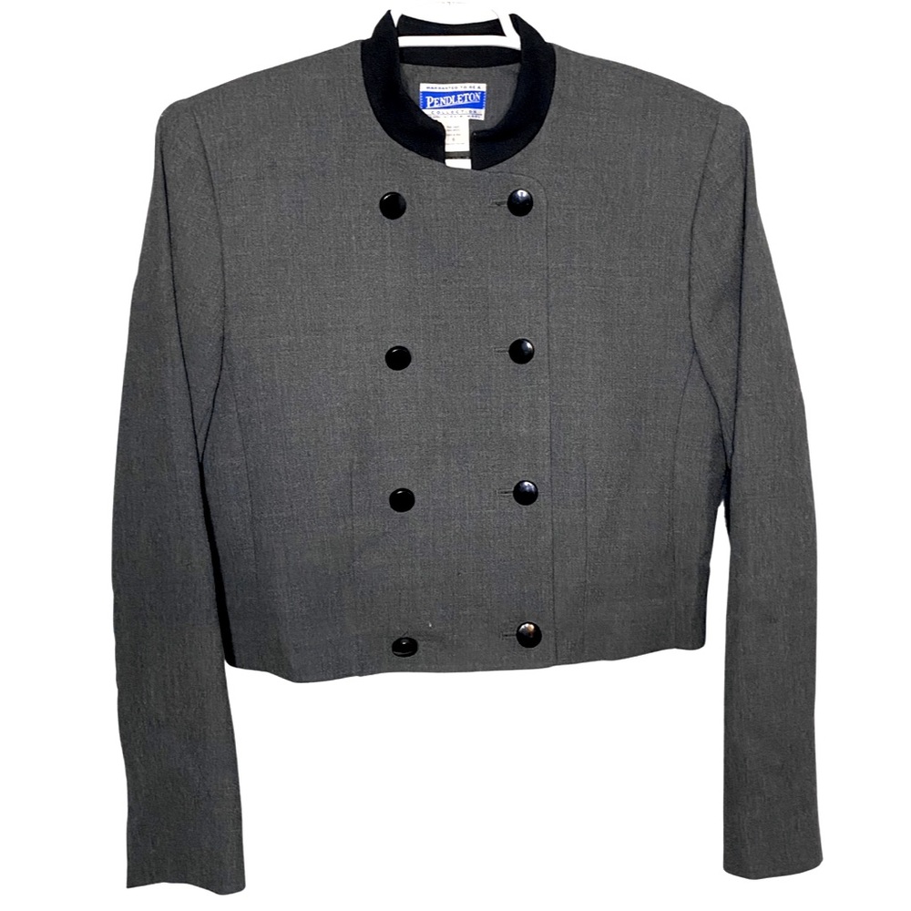 Vintage 1980s Grey and Black Pendleton Blazer Size 6